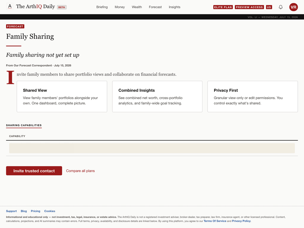 The ArthIQ Daily shared clarity product screenshot.